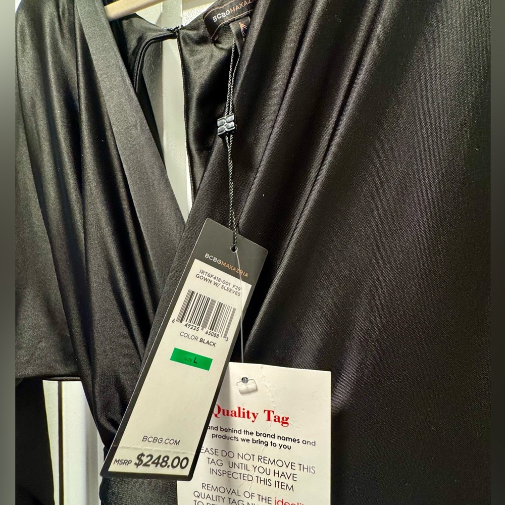 BCBG Stretchy Black Long Sleeve Maxi Gown with Sleeves - Picture 3 of 3